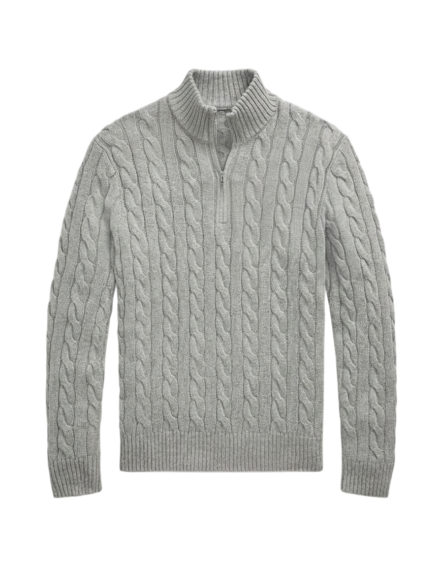Cotton Knit Half-Zip Sweater 